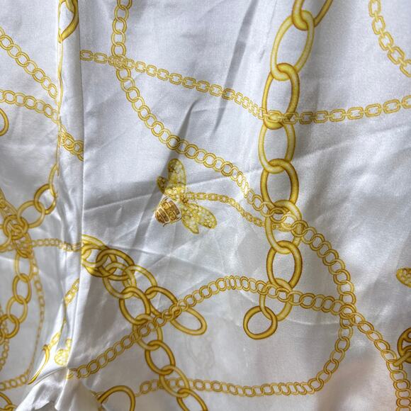 PrettyLittleThing Cream Chain Satin High Waist Wide-Leg Pants Size 8 Night Out - Picture 7 of 7